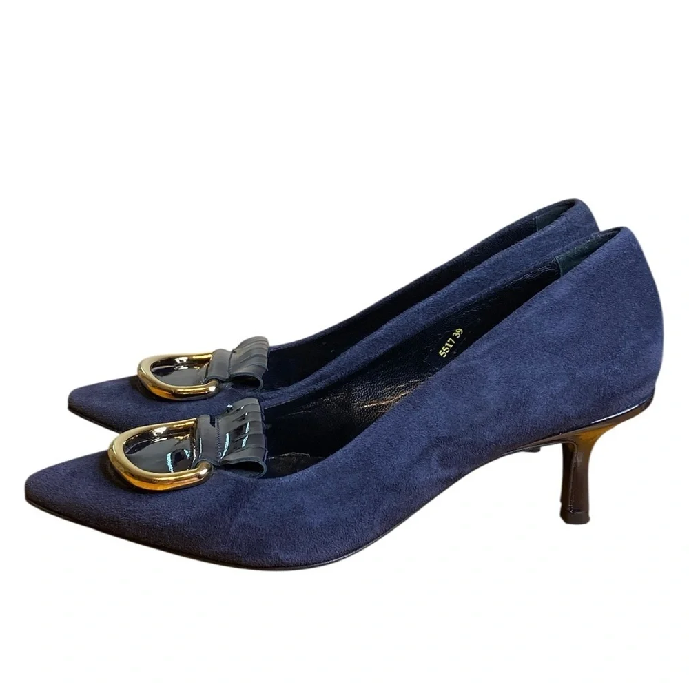 Napoleoni Vintage Suede Black Italian Pump Womens Size EU 39 or US 8.5